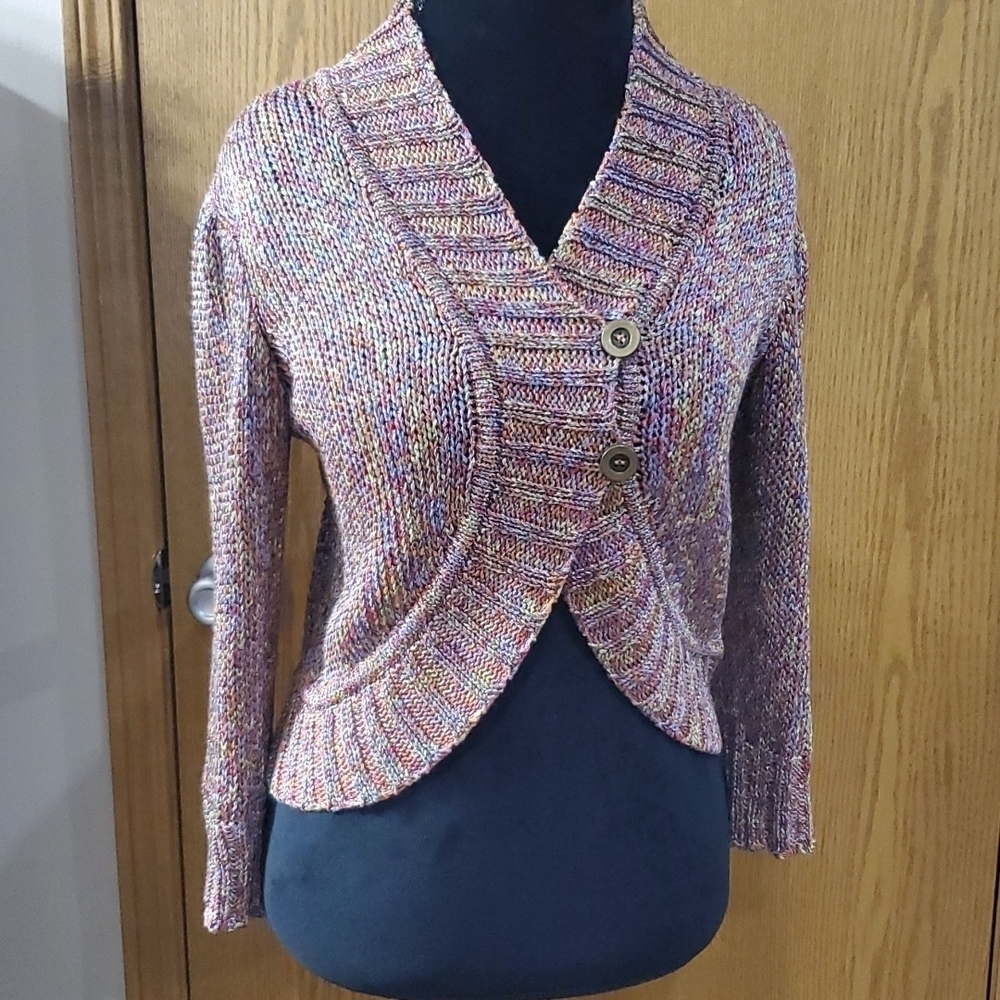St. John sport crop multicolored knit cardigan excellent condition
